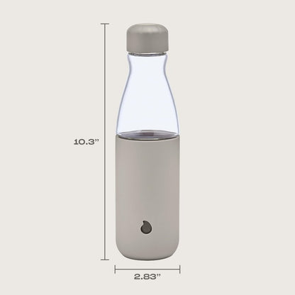 S'well Glass Original Water Bottle, 18oz, Lunar Grey, Borosilicate Glass Bottle With Protective Silicone Sleeve, Zero Plastic, Leakproof, BPA Free