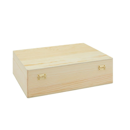 Bright Creations Unfinished Wooden Storage Box - 9 x 12 x 3.3 In, Paulownia Wood, Hinged Lid - Jewelry Box & Craft Storage - Paintable Chest for DIY Projects