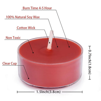 DEYBBY Scented Tealight Candles, Long Lasting Soywax Tea Candle Used for All of Holders|Clear Cup|12 Counts|Up to 4 Hour Burn Time|Apple