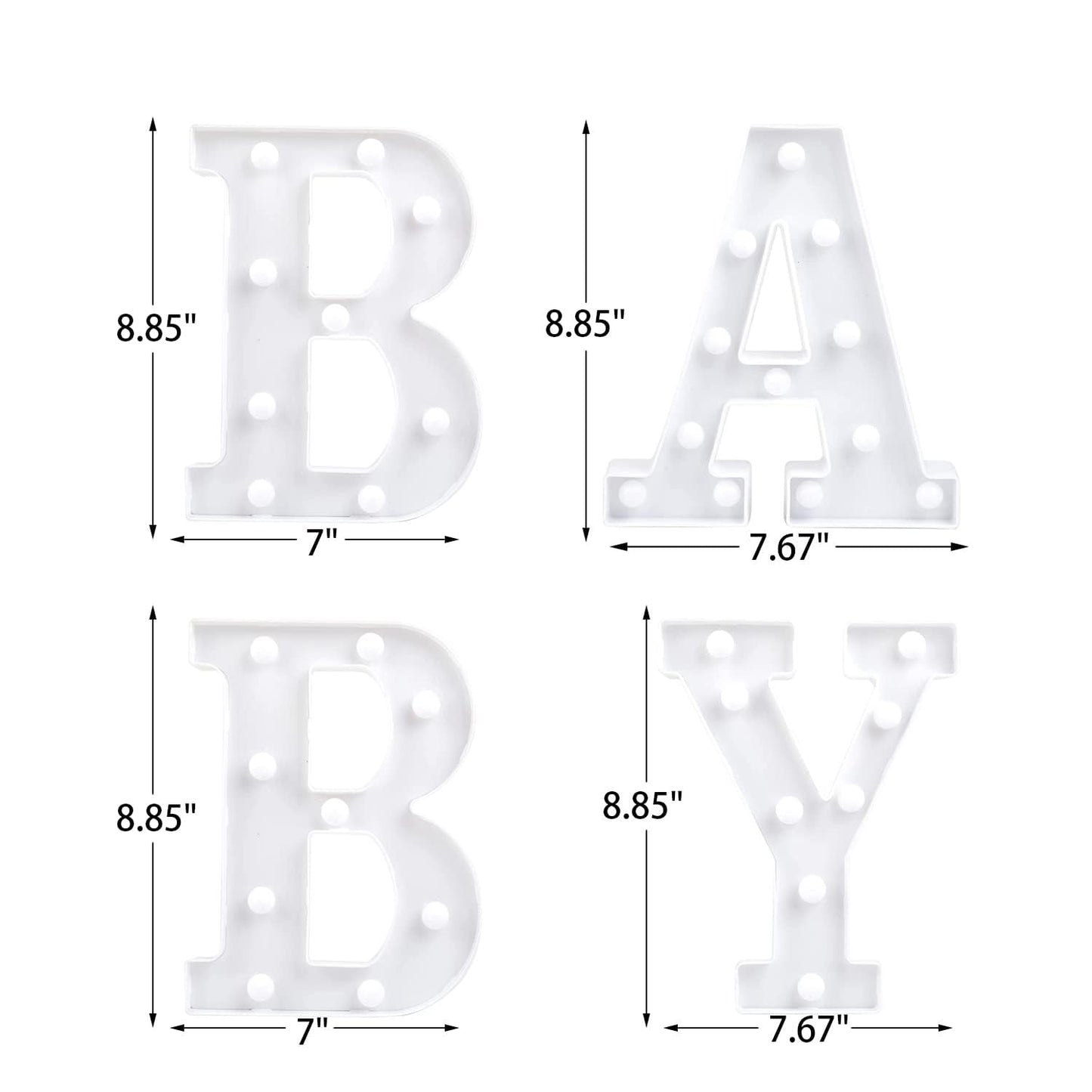 ZUOKEMY 4 LED Baby Marquee Logo Light, Warm White Glowing Letters Perfect for Baby Shower Party, Birthday Party, Home Bedroom Nursery Table Wall Decor