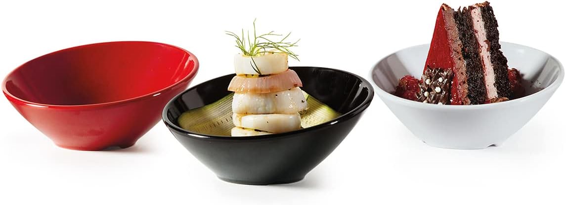 G.E.T. B-784-RSP Angled Cascading Serving Bowl, 5.5 Ounce, Red for Rice, Snacks, and Dessert