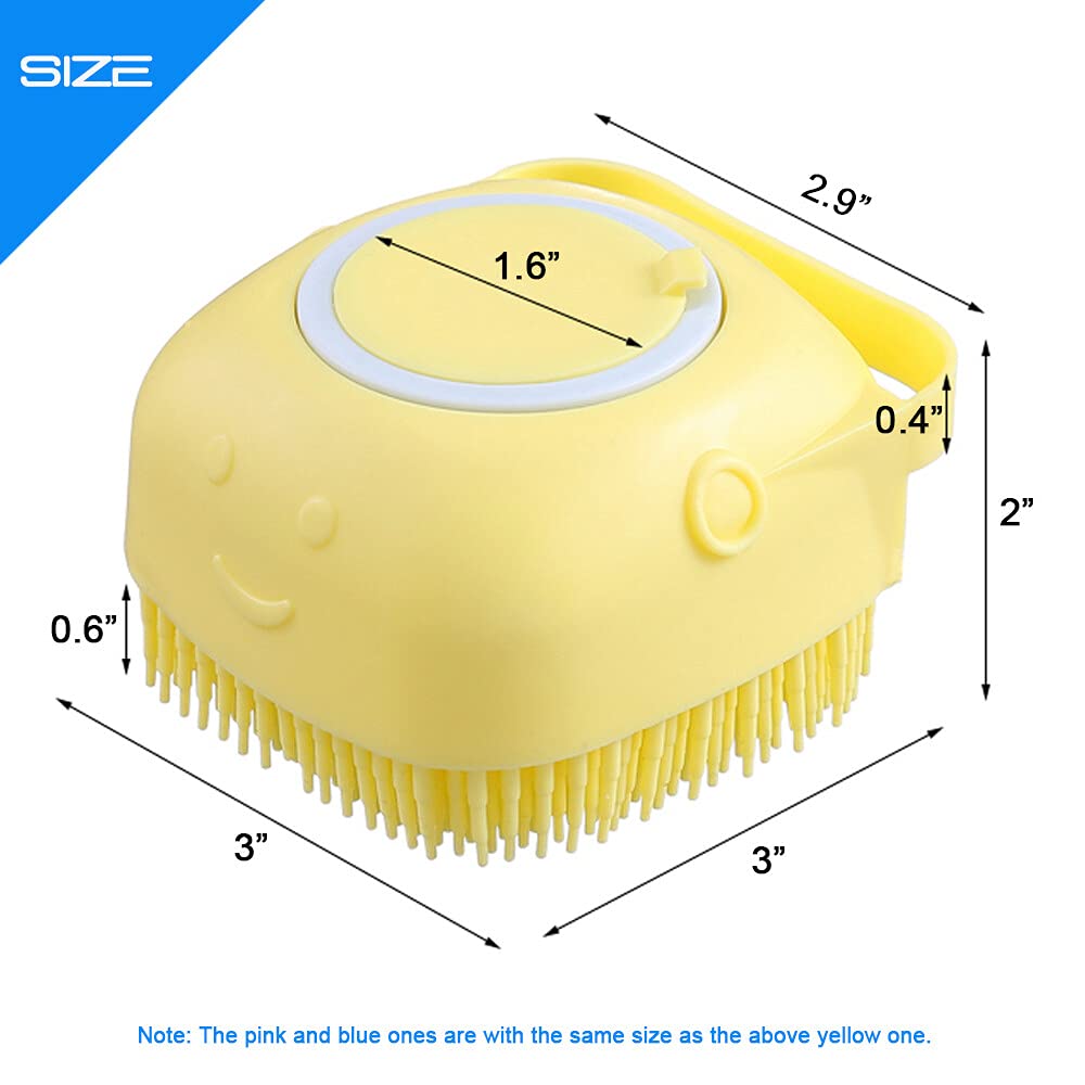 Dog Scrubber for Bath, Pet Grooming Bath Massage Brush with Soap Dispenser for Shower, 3 Pack Silicone Exfoliating Brushes, Soft Body Exfoliator, Bath Loofah for Babies, Kids, Women, Men and Pets