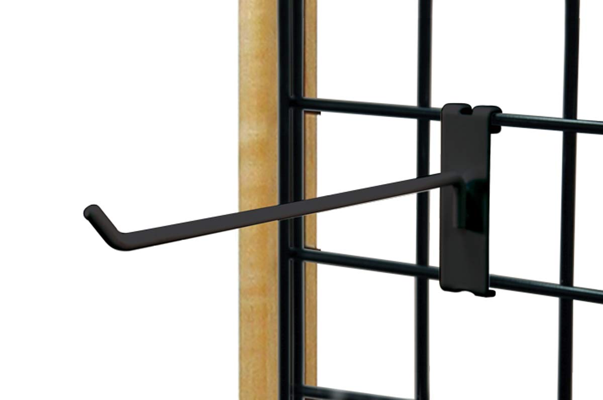NAHANCO 8" Black Metal GWH8B Gridwall Peg Hooks (Pack of 12)