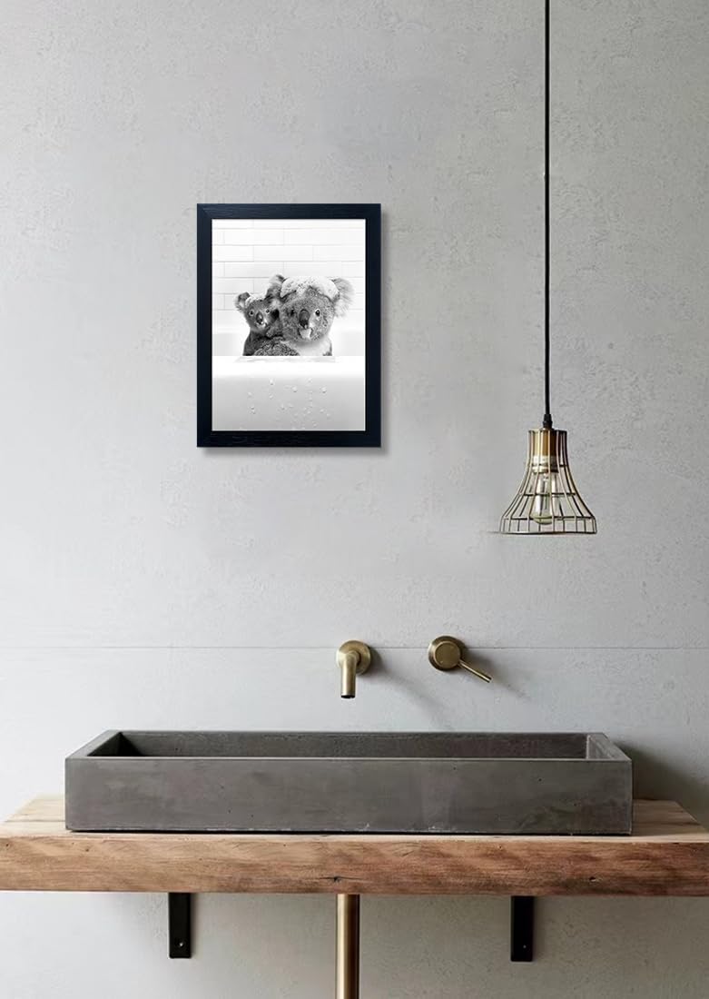 Yecohom Art Black and White Bathroom Decor Animals Koalas Wall Art Funny Animal Pictures Artwork for Kids Room Take