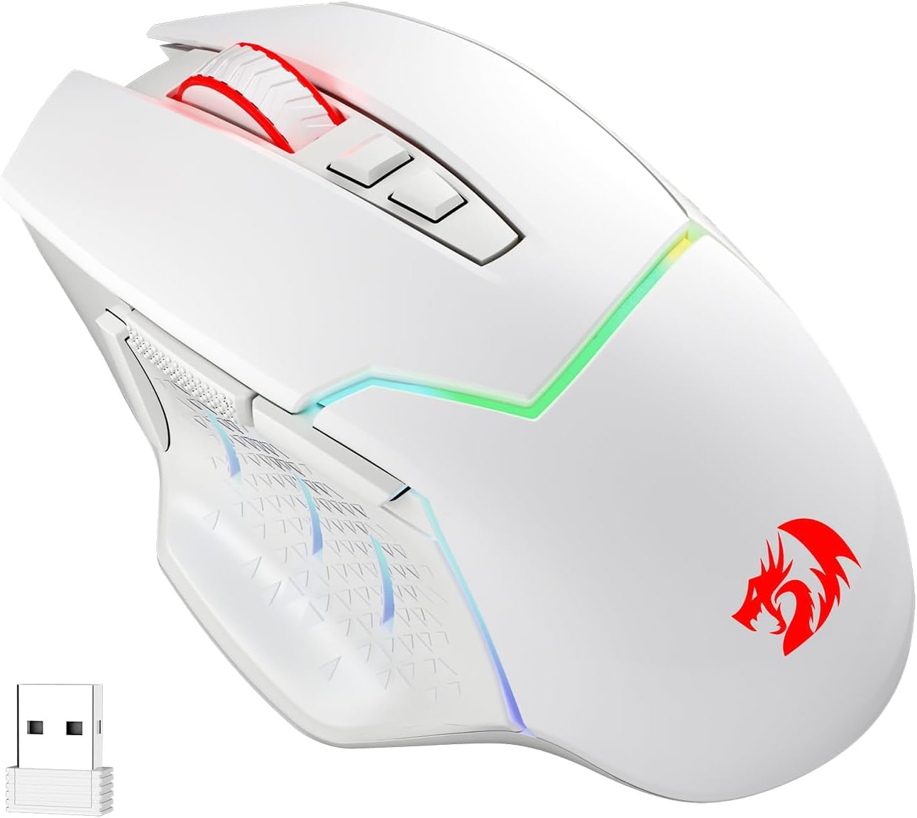 Redragon M690 PRO Wireless Gaming Mouse, 8000 DPI Wired/Wireless Gamer Mouse w/Rapid Fire Key, 8 Macro Buttons, Ergonomic Design for PC/Mac/Laptop, White