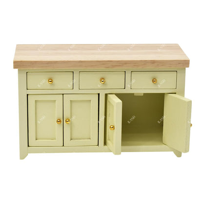 iLAND Dollhouse Furniture Miniature Cabinet for 1:12 Scale Accessories Wooden Dollhouse Kitchen Furniture Mini House Modern Décor Storage Cabinet with Drawers Classic Cupboard for Living Room Bedroom