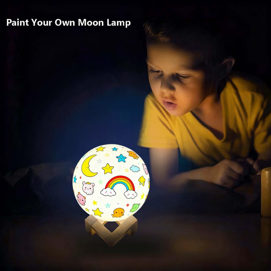 HOLA Paint Your Own Moon Lamp Kit, 2025 Updated USB Rechargeable, DIY Arts Supplies and Crafts Kit, Gifts for Kids Girls Boys Teens, Ages 6 7 8 9 10 11 12 13 14 15 16 Year Old Birthday