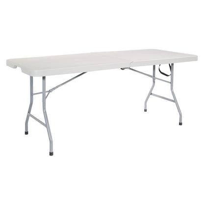 Office Star Resin 6 Foot Folding Bench and 6 Foot Resin Center-Folding Portable Table