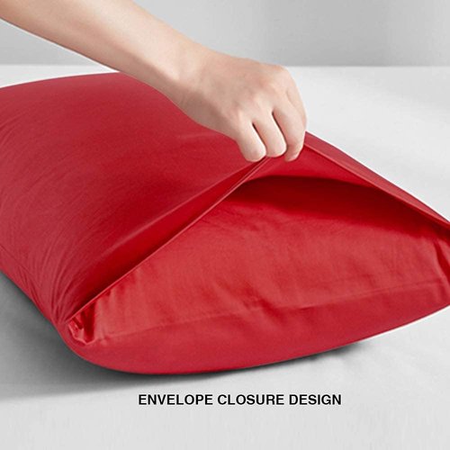 FLXXIE King Pillow Cases - Soft Microfiber Covers with Envelope Closure | Wrinkle & Stain Resistant, 20x36, Red