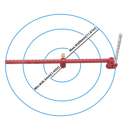 Imperial 300mm Woodworking Compass Scribe, Aluminum Adjustable Drawing Circle Ruler, Woodworking Scriber Tool, Compass Drawing Tool, Center Finder Fixed-Point Circle Line Marking Gauge