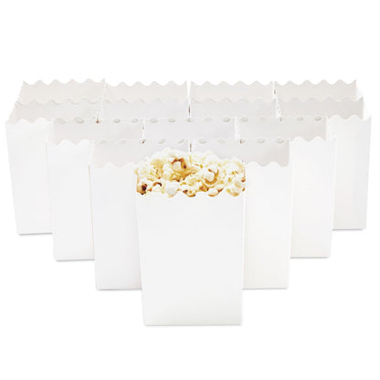 Juvale Mini Popcorn Boxes, 200 Pack Small Popcorn Containers for Party, Movie Night, Candy, Chips, Snacks – Scalloped Edge Disposable Popcorn Boxes for Popcorn Bar, Wedding, Carnival, Events - White