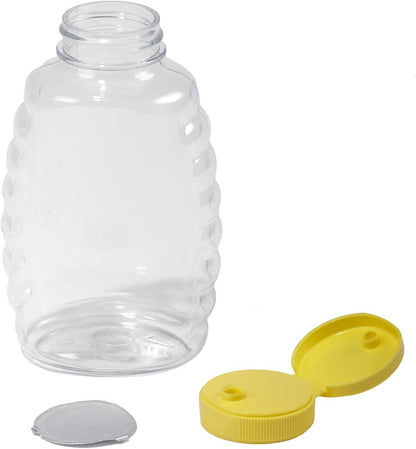 12 Pack 16 Little Giant Plastic Honey Jar | Skep-Style Jar | Honey Squeeze Bottle with Flip-top Lid | Plastic Honey