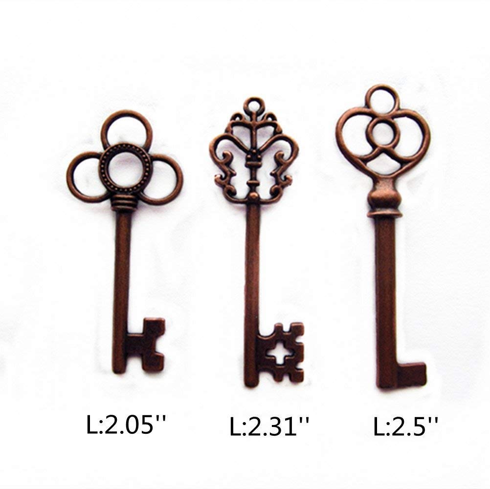 Aokbean Copper Skeleton Keys with 5 Inch Tassel