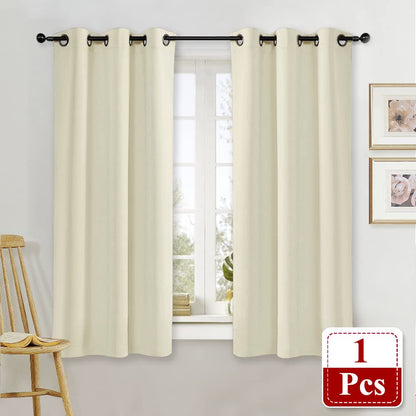 NICETOWN Room Darkening Blind Shade for Kids Bedroom Triple Weave Home Decoration Light Blocking Solid Ring Top Curtain/Drape for Small Window (Beige, Single Panel, 42 x 63 inch)