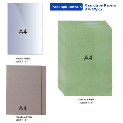 ACADOIT Solar Sun Print Paper Cyanotype Art Paper for Arts Crafts DIY(A4 30 Sheets)