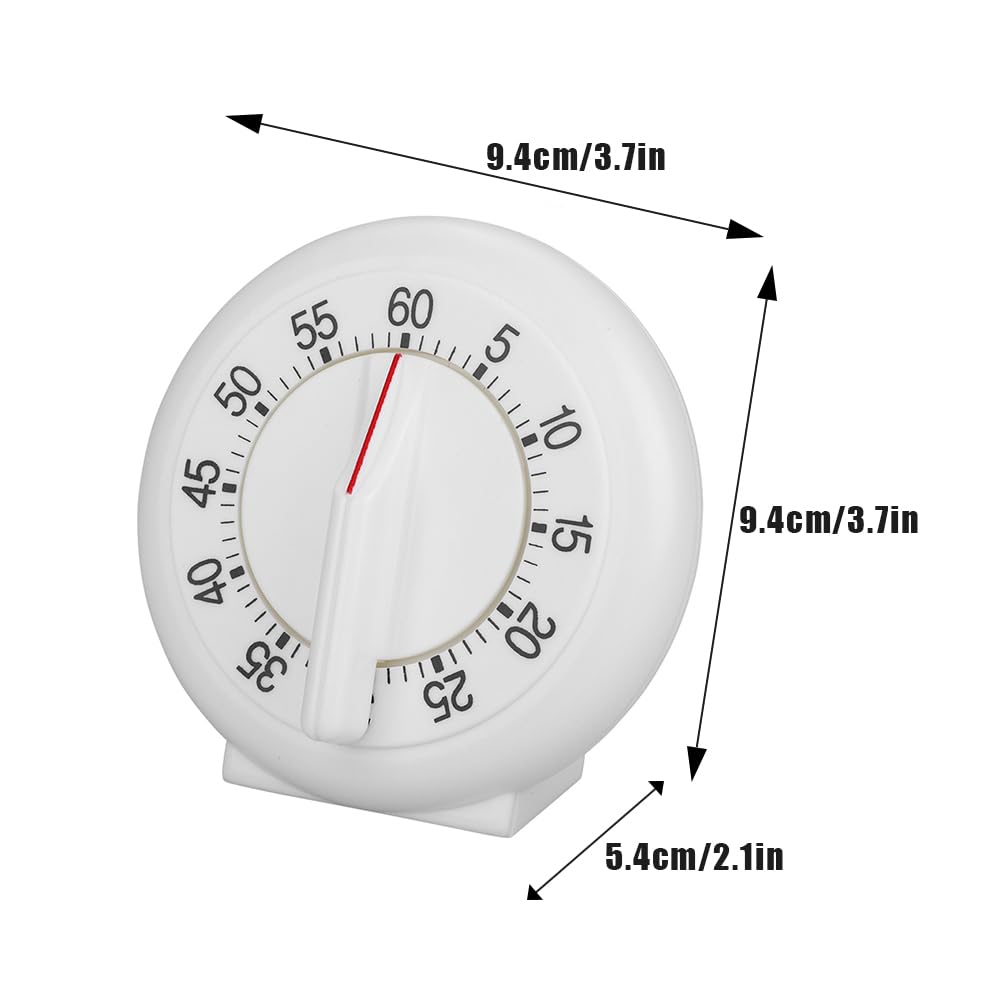 Lwuey Kitchen Timer Manual, 60 Minutes Round Shape Timer Cooking Ring Mechanical Counter Alarm Clock Wind Up Timers Home Egg Baking Steaming Visual Countdown Teacher Exercising Meeting White