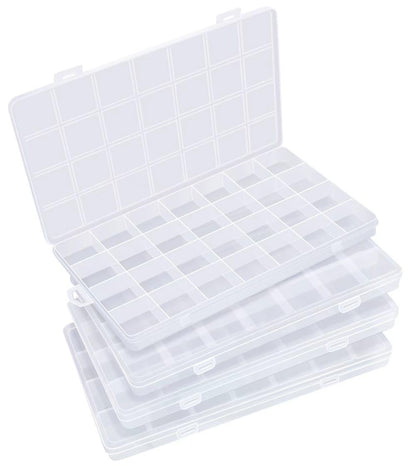 Eppingwin 28 Grids Bead Organizer, Craft Organizers and Storage, Acrylic Organizers, Plastic Bead Organizer Box for Crafts Organizing Storing (4 Pack)