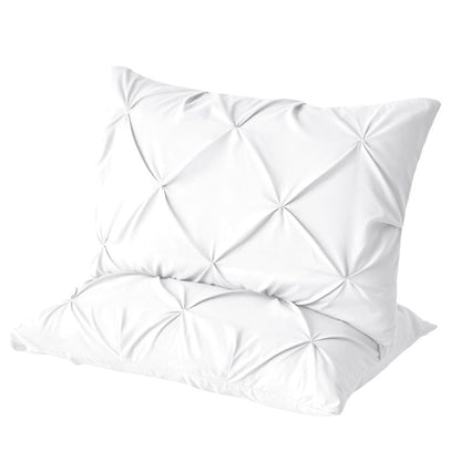 VACVELT Pintuck Pillow Cases King Size Set of 2, White Pillow Shams Decorative Pillowcases with Envelope Closure, Pinch Pleated Microfiber Pillowcases, Wrinkle and Stain Resistant