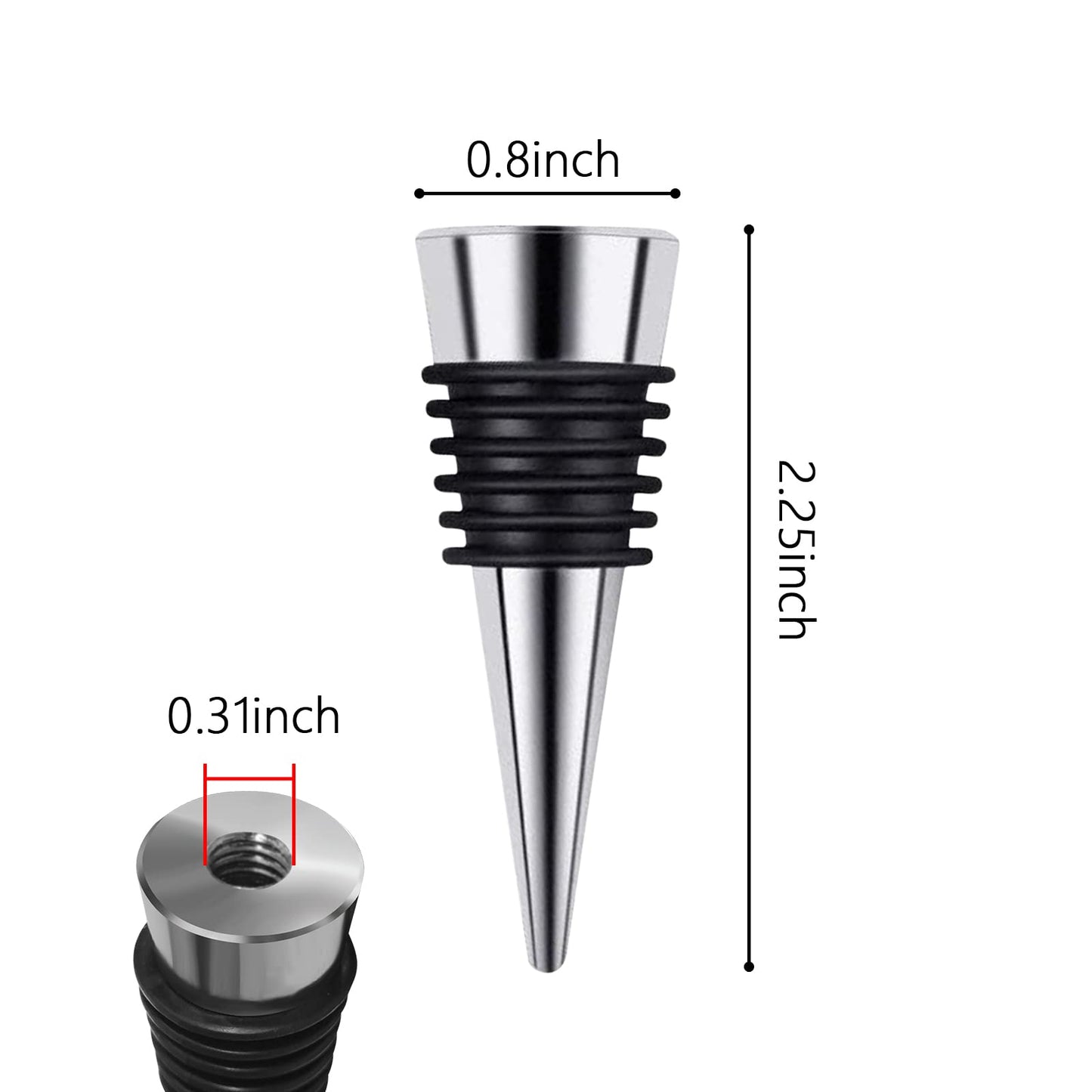 Stainless Steel Wine and Beverage Bottle Stoppers Ball Designed Wine Bottle Corks Tapered Storage Crafts Art DIY (20)