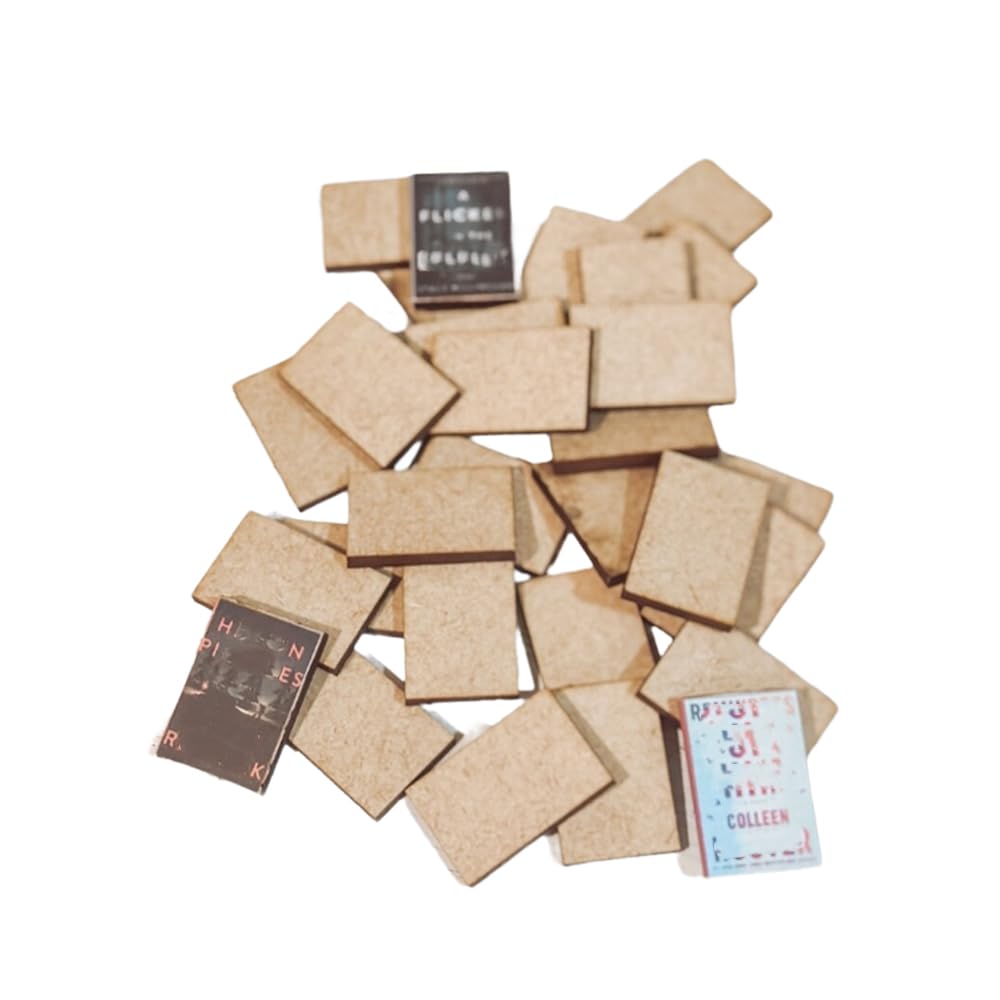 50 Pcs Blank Mini Books for Miniature Bookshelf, Wooden Dollhouse Books 1:12 Scale Mini Books, Print Off The Covers and Backs of The Books You Have Read, Create Your Own Tiny Library
