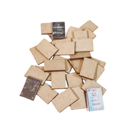 50 Pcs Blank Mini Books for Miniature Bookshelf, Wooden Dollhouse Books 1:12 Scale Mini Books, Print Off The Covers and Backs of The Books You Have Read, Create Your Own Tiny Library