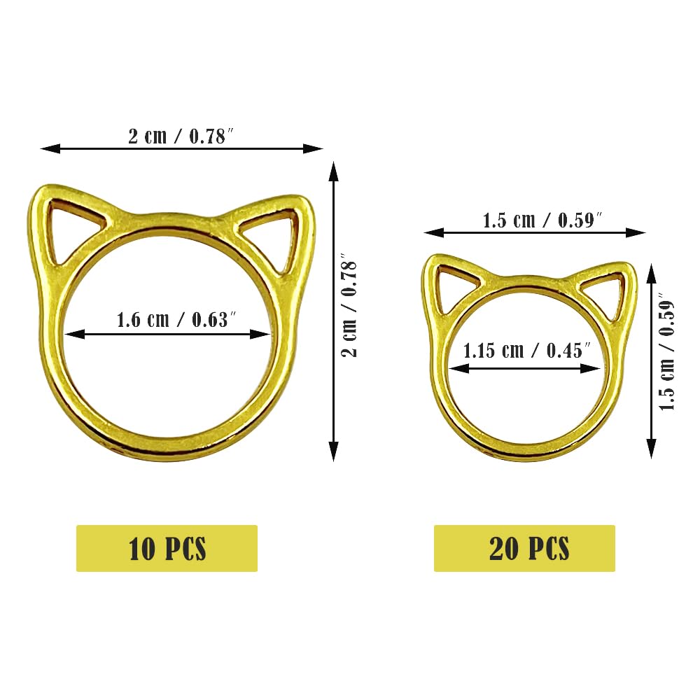 30Pcs Knitting Stitch Marker Metal Cat Head Shaped Stitch Markers for Knitting and Crocheting 2 Sizes Gold Needles Stoppers Locking Sewing Accessories
