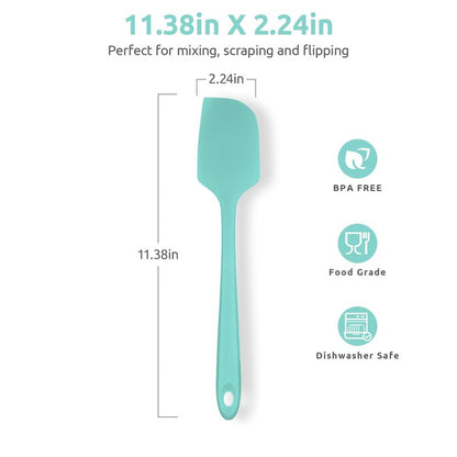 U-Taste 11.38" Silicone Baking Spatula: 480ºF Heat Resistant Food Grade Flexible Rubber Kitchen Bowl Scraper, Seamless Pastry Spreader for Mixing Stirring Scraping in Nonstick Cookware (Aqua Sky)