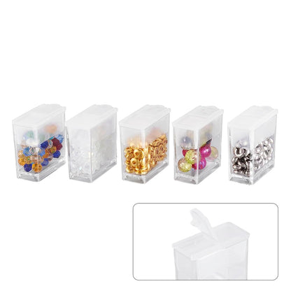 FASHEWELRY 20Pcs 1x1” Plastic Flip Top Seed Bead Small Storage Containers Diamond Painting Box Rectangle Transparent Box Organizers for 5D Embroidery Diamond drill, Nail art & Glitter