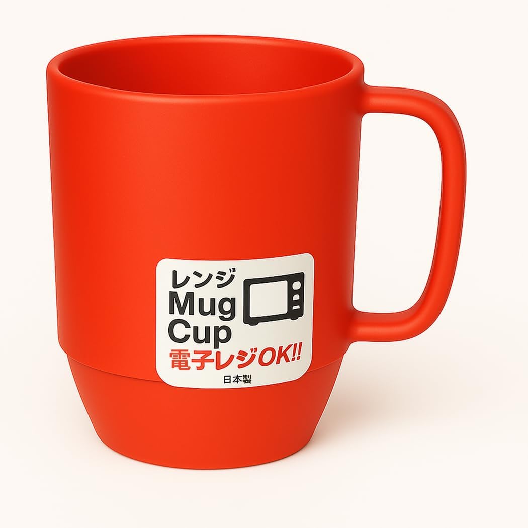 Japanese Microwavable Water Mug - Unbreakable Milk Juice Mug for Kids, 12 oz, Red