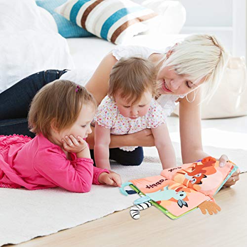 Vicloon Soft Cloth Books 0-6 Months, High Contrast Sensory Baby Toys - Tummy Time, Bath, Crinkle, Squeaky, Washable, Chewable, Non-Toxic, Early Educational