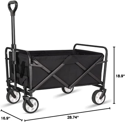 220 LBS Collapsible Folding Wagon Cart with Wheels, Capacity, Lightweight Portable Utility Cart with Flexible Handle