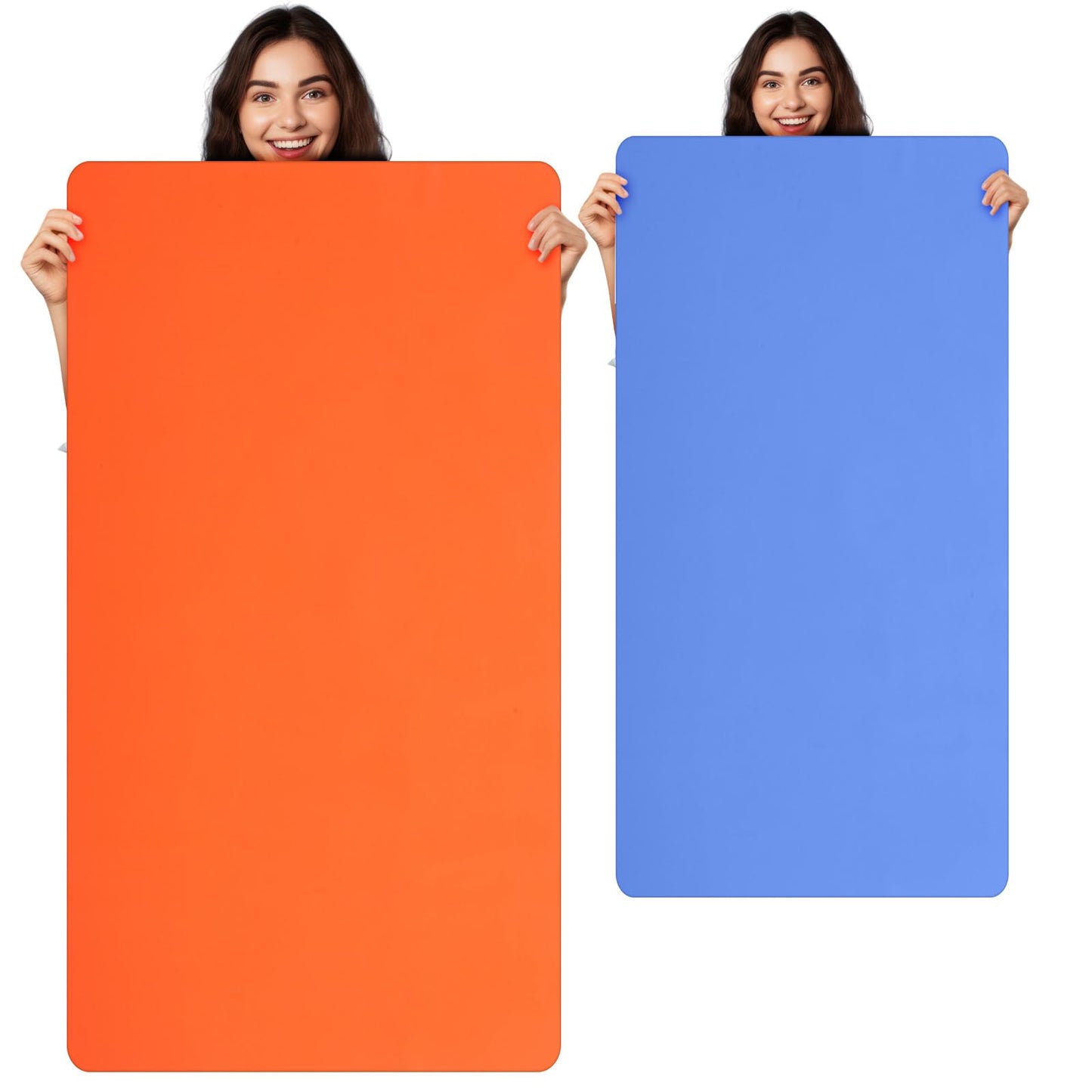 LemonRoad 2 Pack 36 x 24 Inch Extra Large Silicone Craft Mat Heat Resistant Table Protector Jewelry Casting Mat for Painting Clay Baking Kitchen, Blue & Orange