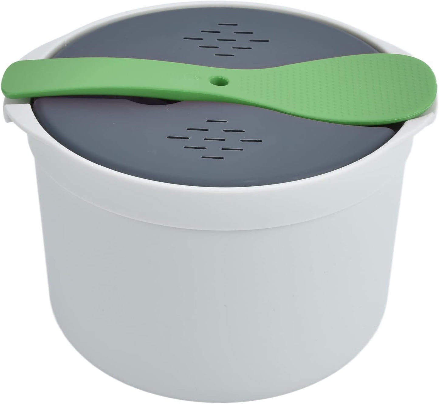 Microwave Rice Cooker Set, 2L Kitchen Cookware, Food Grade PP Material, Strainer Lid, Steaming Pot (Green)
