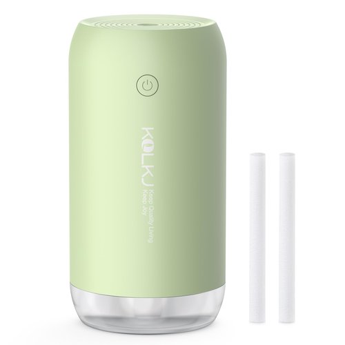 KQLKJ Portable Mini Humidifier, 350ml Small Cool Mist Humidifier for Plants, USB Personal Desktop Humidifier for Bedroom Car Office Travel with Auto Shut-Off & 2 Mist Modes (Green)