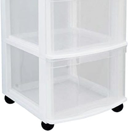 Gracious Living Classic 3 Drawer Organizer Cart, Plastic Storage Dresser with Caster Wheels for Home and Office