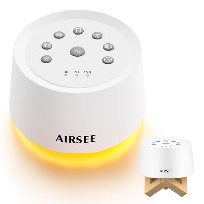 AIRSEE White Noise Sound Machine for Baby Adults, 31 Soothing Sounds 2000mAh Battery 4-Level Night Light Sound Machine, Timer & Memory Function 32 Volume Levels Sleep Machines for Home Office Travel
