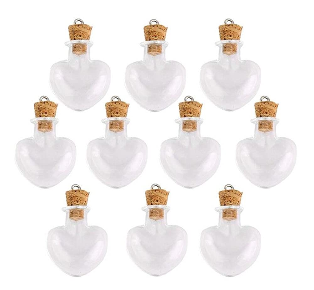 Mini Glass Jars with Cork Stoppers - Tiny Heart-Shaped Bottles for Party Wedding Decor & Jewelry Making (100)