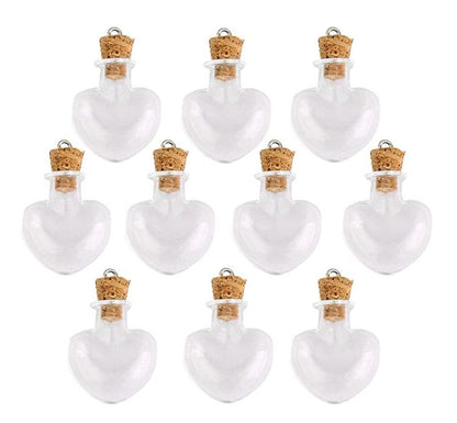 Mini Glass Jars with Cork Stoppers - Tiny Heart-Shaped Bottles for Party Wedding Decor & Jewelry Making (100)