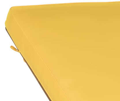 SAFAVIEH Outdoor Collection Newport Natural/ Yellow Cushion Built-in Side Table Adjustable Chaise Lounge Chair