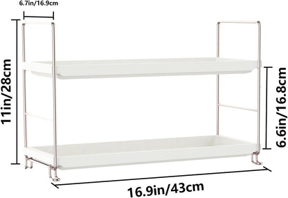 FSyueyun 2-Tier Makeup Shelf Organizer, Large Space Vanity Countertop Storage for Bathroom or Kitchen Spice Rack