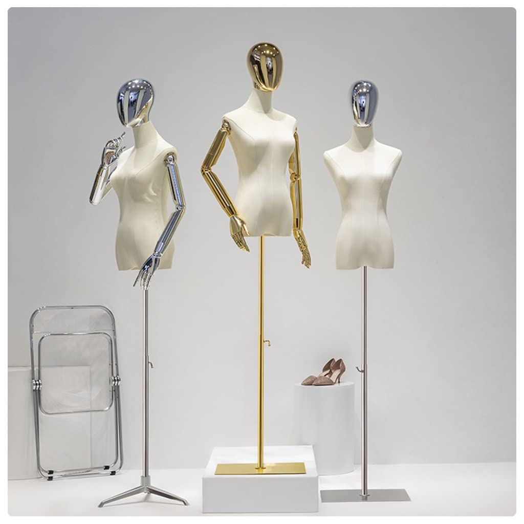 Adjustable Female Dress Form Mannequin with Tripod, Detachable Arms & Head – Elegant Clothing, Dress & Jewelry Display for Tailoring & Fashion Showcase, Premium Plated Finish