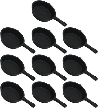 ARTIBETTER 10pcs Mini Cast Iron Skillet Set, Small Frying Pan for Dollhouse Kitchen Accessories