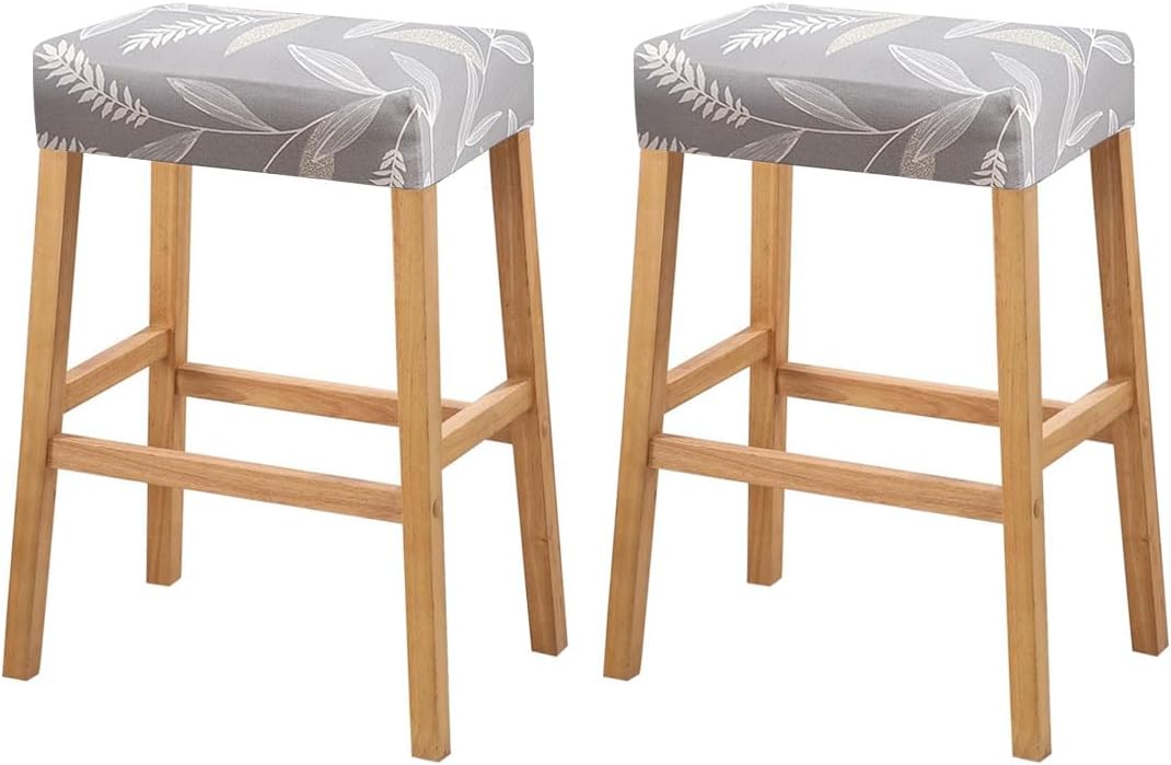 Lussenwert Set 2, 9 Stool Covers Rectangular of Stretch Printed Vanity Stool Covers Washable Saddle Bar Stool Slipcover