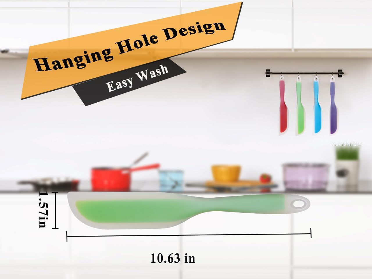 Nonstick Silicone Knife Shaped Flexible Kitchen Spatula Scraper Turner - Green