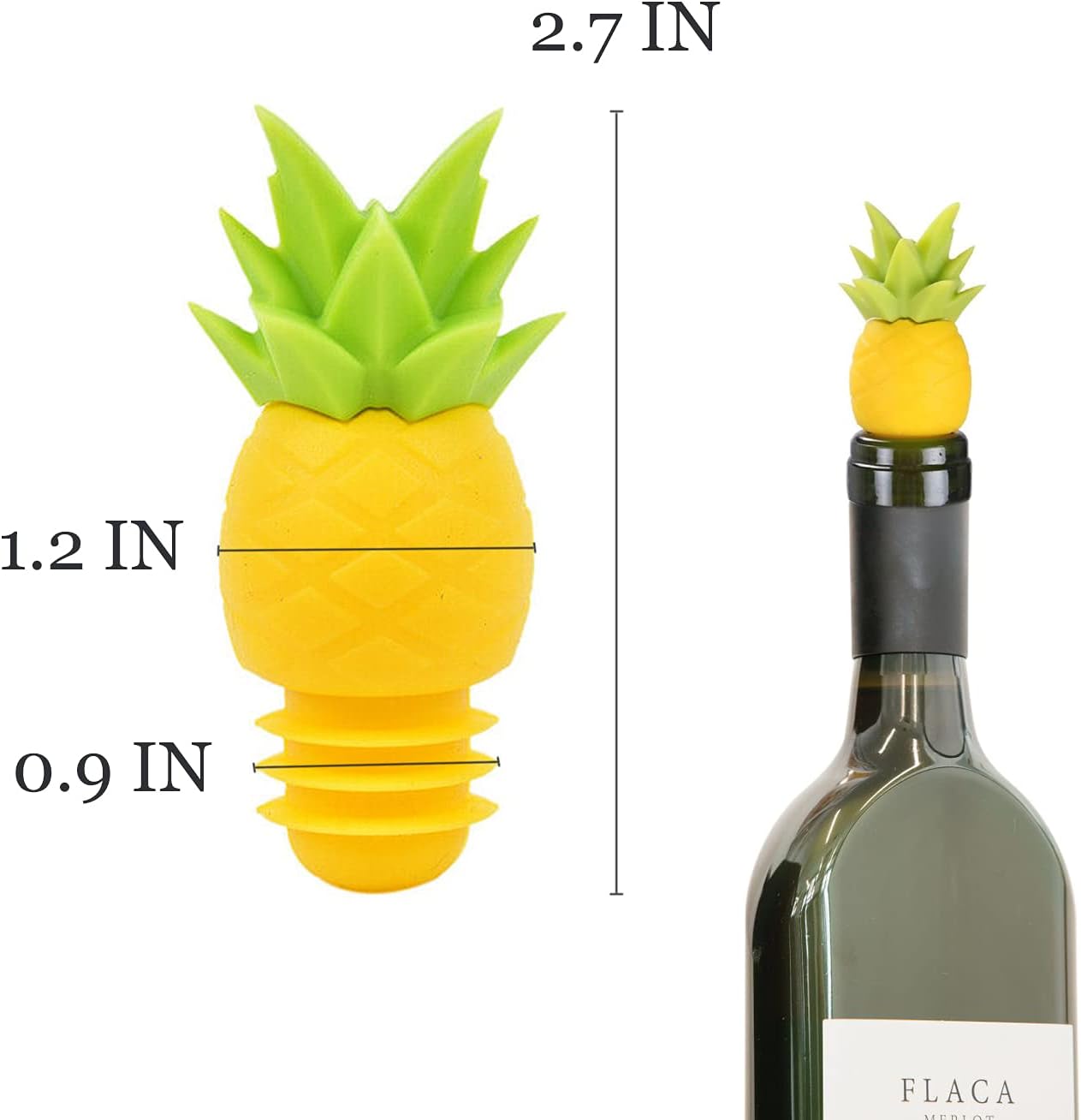 4Pcs Wine Stoppers for Bottles, Pineapple Silicone Caps, Reusable Wine Bottle Sealer, Funny Wine Stopper