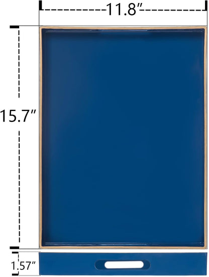 15.7 11.8 1.57" MAONAME Royal Blue Serving Tray with Handles, Rectangular Decorative Tray, Modern Coffee Table Trays