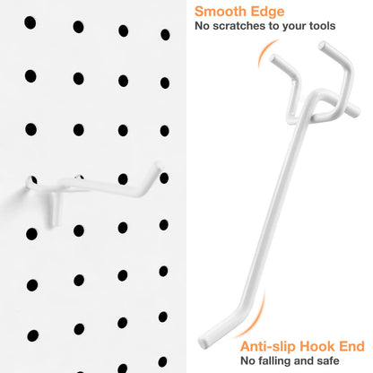 G.CORE 24-Pack Pegboard Hooks, 2" 4" Peg Board Tool Utility Hangers Fit 1/4" Pegboards, Heavy Duty Metal Shelving Brackets, Wall Organizers and Storage for Craft Room Garage Workbench Office (White)
