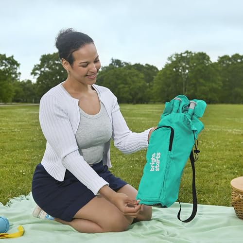 Bright Starts Pop 'N Sit Portable Booster, Indoor/Outdoor Use, Floor Seat with Feeding Tray, Teal, 6 Mos - 3 Yrs
