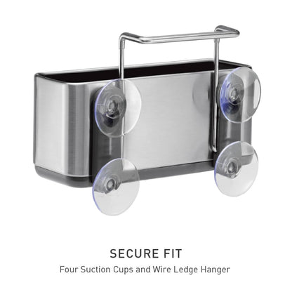 simplehuman Slim Sink Caddy Sponge Holder, Brushed Stainless Steel, Silver