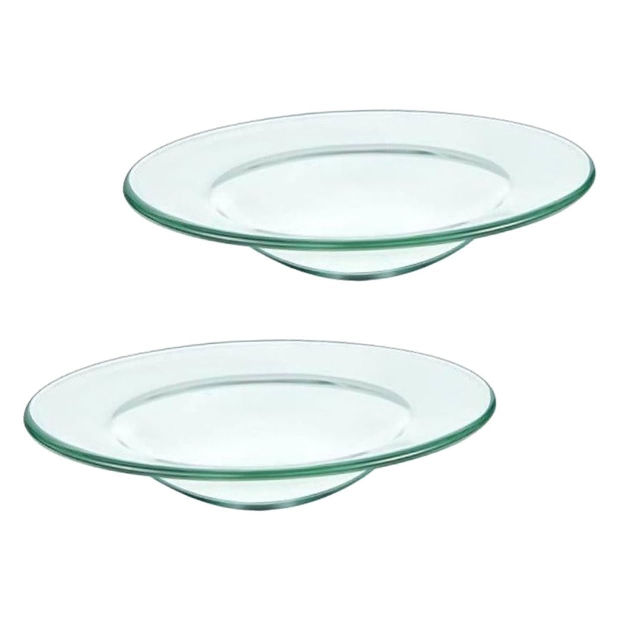 HOMSFOU 2pcs Replacement Round Clear Glass Dish, Wax Melt Candle Plate Tray Lid for Aroma Lamp, Electric Oil Tart Warmer